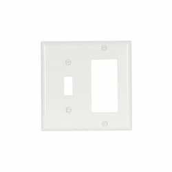 2-Gang Combination Wall Plate, Toggle/Decora, Thermoset, White