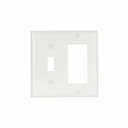 2-Gang Combination Wall Plate, Toggle/Decora, Thermoset, White