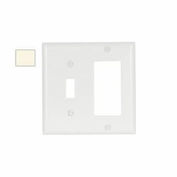 2-Gang Combination Wall Plate, Toggle/Decora, Thermoset, Light Almond