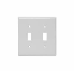 2-Gang Standard Wallplate, Toggle, Metal, Smooth, White