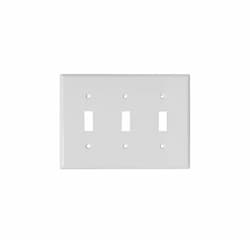 3-Gang Jumbo Wallplate, Toggle, Metal, Smooth, White