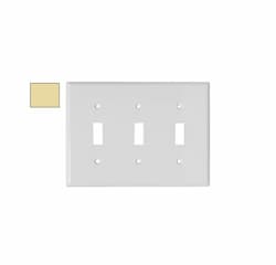 3-Gang Jumbo Wallplate, Toggle, Metal, Wrinkle, Ivory