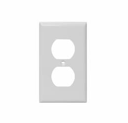 1-Gang Mid-Size Wallplate, Duplex, Metal, Smooth, White