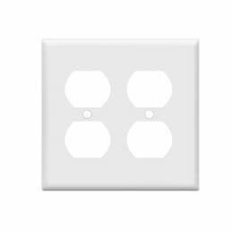 2-Gang Standard Wallplate, Duplex, Metal, Smooth, White