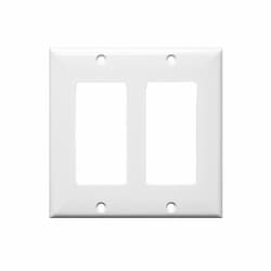 2-Gang Standard Wallplate, Decora, Metal, Smooth, White