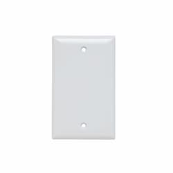 1-Gang Mid-Size Wallplate, Blank, Metal, Smooth, White