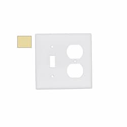 2-Gang Standard Combination Wallplate, Toggle/Duplex, Metal, Ivory