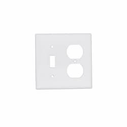 2-Gang Mid-Size Combination Wallplate, Toggle/Duplex, Metal, White