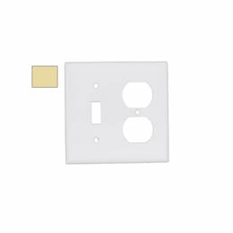 2-Gang Mid-Size Combination Wallplate, Toggle/Duplex, Metal, Ivory