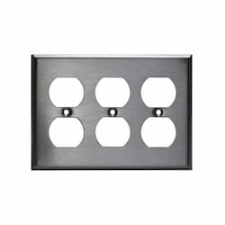 3-Gang Wall Plate, Duplex, Stainless Steel