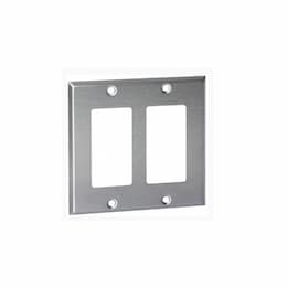 2-Gang Wall Plate, Decora, Stainless Steel