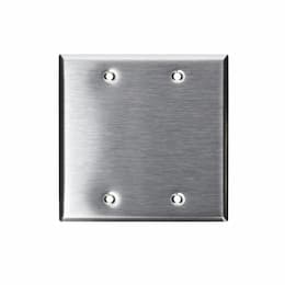 2-Gang Wall Plate, Blank, Stainless Steel