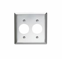Aida 2-Gang Single Outlet Wall Plate, Stainless Steel