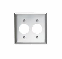 2-Gang Single Outlet Wall Plate, Stainless Steel