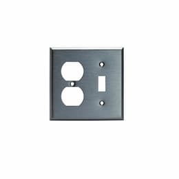 2-Gang Combination Wall Plate, Duplex & Toggle, Stainless Steel