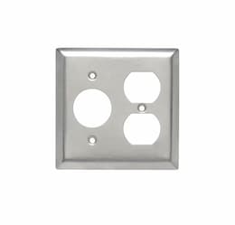 2-Gang Single & Duplex Outlet Combo Wall Plate, Stainless Steel