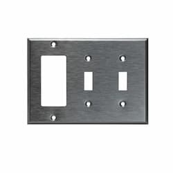 3-Gang Combination Wall Plate, Decora & Toggle, Stainless Steel