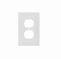 1-Gang Medium Metal Duplex Outlet Wall Plate, White Smooth