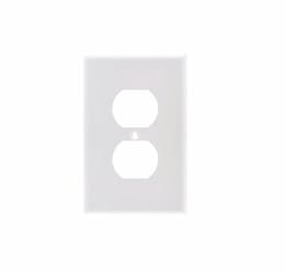 1-Gang Medium Metal Duplex Outlet Wall Plate, White Smooth