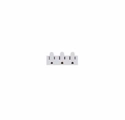 15A Grounding Outlet Adapter, Single to Triple, 3-Wire, 125V, White