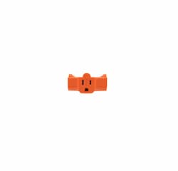 15A Grounding Outlet Adapter, Single/Triple, 3-Wire, 125V, Orange