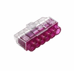 Wire Connector, Push-In, 6 Port, Purple
