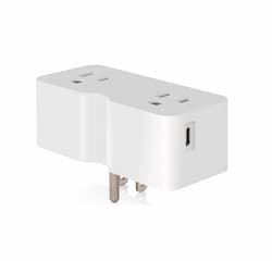 15A Double Outlet Converter w/ Type A & C USB, 125V