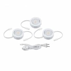 American Lighting 4.3W MVP LED Puck Lights, Dimmable, 250 lm, 120V, 3000K, White, Three Puck Kit