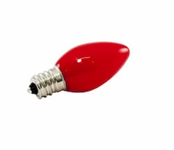 .5W LED C7 Decorative Bulb, Dimmable, E12, 120V, Opaque Red
