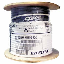 Spool of 250 Foot Long 2 AWG 600V Black Welding Cable 