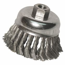 Knot Wire Cup Brush, 6 in Dia., 5/8-11 Arbor, .025 in Carbon Steel