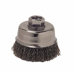 Crimped Wire Cup Brush, 6 in Dia., 5/8-11 Arbor, 0.02 in Carbon Steel