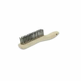 Curved Wooden Handled Hand Scratch Brush with 4 x 16 Stainless Steel Bristles