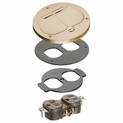 Metal Cover Trim Kit w/ Dual Flip Lid & Receptacle, Nickel