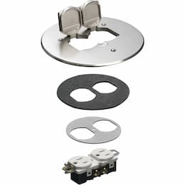 6-in Cover Kit w/ Flip Lid & Receptacle for Concrete Box, Nickel