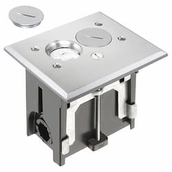 Adjustable Floor Box w/Threaded Plug & Receptacle, Rectangular, Nickel