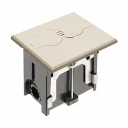 Adjustable Floor Box w/ Flip Lid & Receptacle, Rectangular, Lt. Almond