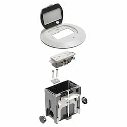 Adjustable Floor Box w/ Flip Lid & Receptacle, Round, White