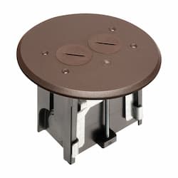 Adjustable Floor Box w/ Threaded Plug & Receptacle, Round, Brown