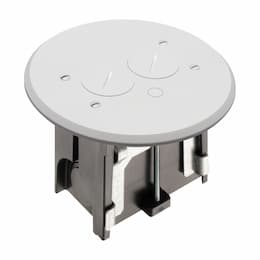 Adjustable Floor Box w/ Threaded Plug & Receptacle, Round, White