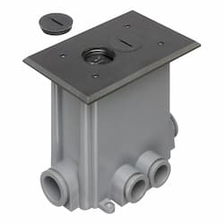 Concrete Floor Box w/ Threaded Plug & Receptacle, Non-Metallic, Black