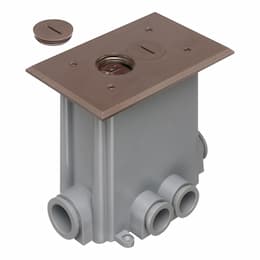 Concrete Floor Box w/ Threaded Plug & Receptacle, Non-Metallic, Brown