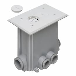 Concrete Floor Box w/ Threaded Plug & Receptacle, Non-Metallic, White