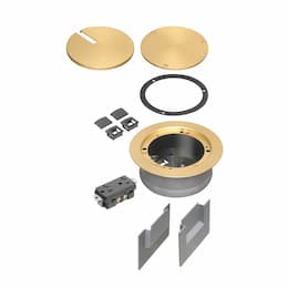 5.5-in Recessed Concrete Box Cover Kit w/ (1) Receptacle, Brass