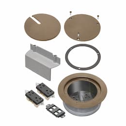 5.5-in Recessed Concrete Box Cover Kit w/ (2) Receptacle, Brown