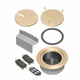 5.5-in Recessed Concrete Box Cover Kit w/ (2) Receptacle, Brass