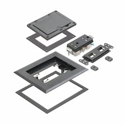 1-Gang Frame Kit w/Flip Lid & Receptacle for Gangable Box, Plastic, BK