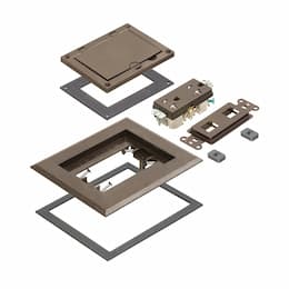 1-Gang Frame Kit w/ Flip Lid & Receptacle for Gangable Box, Brown