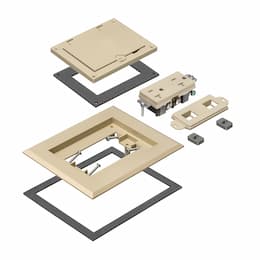 1-Gang Frame Kit w/ Flip Lid & Receptacle for Gangable Box, LT Almond