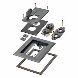 1-Gang Frame Kit w/ Flip Lids & Receptacle for Gangable Box, Plastic, BK